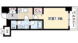 メリヴ鶴舞 1Kの間取図画像