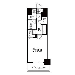 トレヴィ高岳 1Kの間取図画像