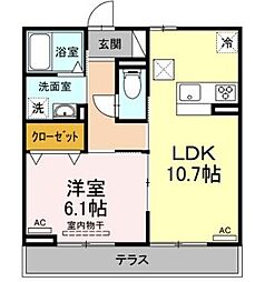 コンフォール吹上 1LDKの間取図画像