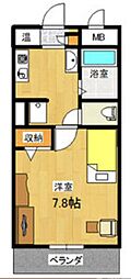 ノーブルハウス吉田 1Kの間取図画像