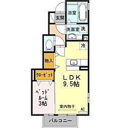 カメリアA 1LDKの間取図画像