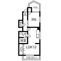 富士ビル第1 1LDKの間取図画像