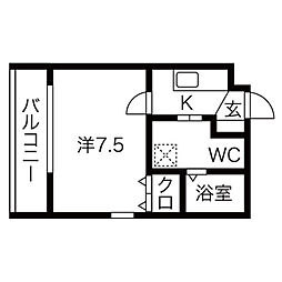 エルフラット 1Kの間取図画像