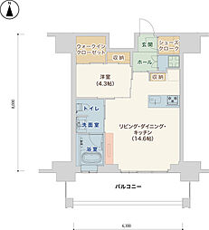 栄タワーヒルズ 1LDKの間取図画像