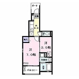 レッド・リーブス7 2Kの間取図画像