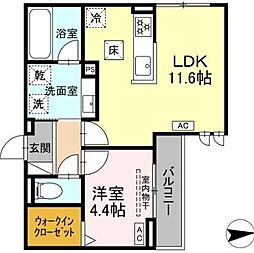 ルヴィータ高道 1LDKの間取図画像
