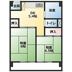 内山ビル 2DKの間取図画像