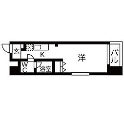 グランデ六番町 1Kの間取図画像