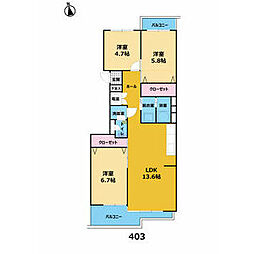 OS・SKYマンション本郷 3LDKの間取図画像
