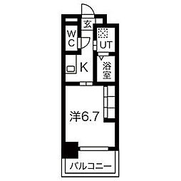 リシュドール伝馬 1Kの間取図画像