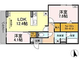 名古屋市名東区照が丘アパート 2LDKの間取図画像