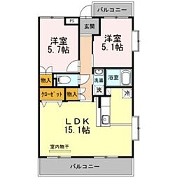 ヴェルドミール 2LDKの間取図画像