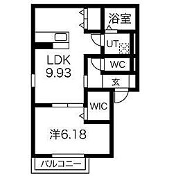 セレーノ平和が丘 1LDKの間取図画像