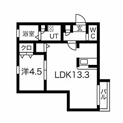 グランウェスト 1LDKの間取図画像