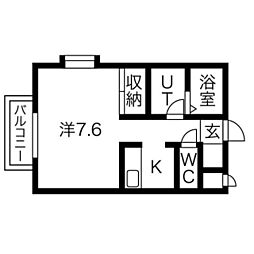 ラフォーレ萩原 ワンルームの間取図画像
