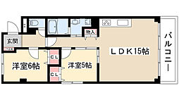 レスプランドール 2LDKの間取図画像