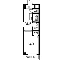 リヴィエール新 1DKの間取図画像