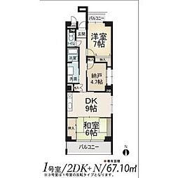 アビタシオン十番 2SDKの間取図画像