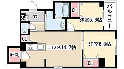 verite覚王山 2LDKの間取図画像