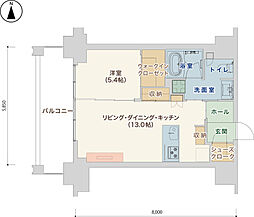 栄タワーヒルズ 1LDKの間取図画像