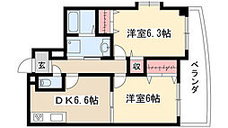 ベルメゾン花筐 2DKの間取図画像