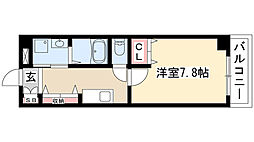 ヴィラパーク鶴舞 1Kの間取図画像