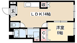 山八第一ビル 1LDKの間取図画像