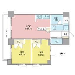 GRANDBLUE 2LDKの間取図画像