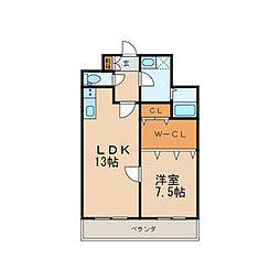 ESSE栄 1LDKの間取図画像