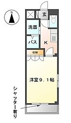ラクローン 1Kの間取図画像