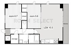 Arcus金山 2LDKの間取図画像