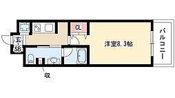 パークアクシス名古屋山王 1Kの間取図画像