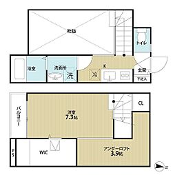 レオルガ伊都 ワンルームの間取図画像