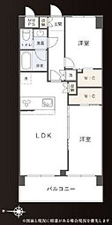 セザールお花茶屋C棟 2LDKの間取図画像