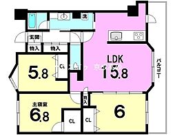 レクセルマンション亀有 3LDKの間取図画像