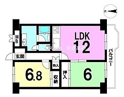 ボナハイツ中川1号棟 2LDKの間取図画像