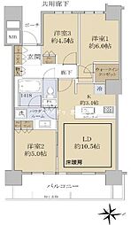 シティタワー金町タワー棟A棟 3LDKの間取図画像