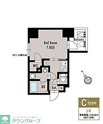 アルティザ五反田 11階1Kの間取り