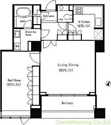JR山手線 目黒駅 徒歩6分の賃貸マンション 17階1LDKの間取り