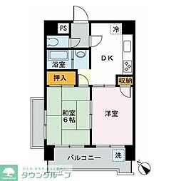 パラスト目黒3丁目 4階2DKの間取り
