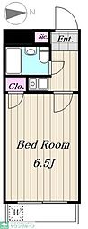 ウエストバレイ 2階ワンルームの間取り