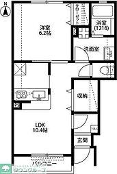 Ｆｏｒｅｓｔ緑が丘 1階1LDKの間取り