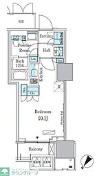 HARUMI　FLAG　PORT　VILLAGE　A棟 14階ワンルームの間取り