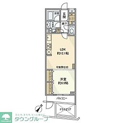 ベルヴィラージュ目黒 2階1LDKの間取り