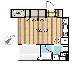 カスタリア目黒かむろ坂 14階ワンルームの間取り