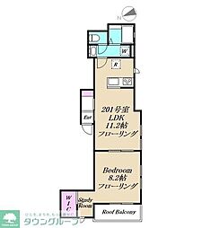 グレース戸越 2階1LDKの間取り