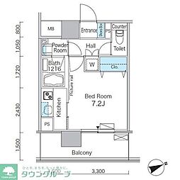 JR山手線 田町駅 徒歩11分の賃貸マンション 3階1Kの間取り