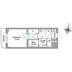 東急目黒線 西小山駅 徒歩13分の賃貸マンション 3階1Kの間取り