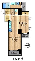 JR山手線 五反田駅 徒歩5分の賃貸マンション 2階1LDKの間取り