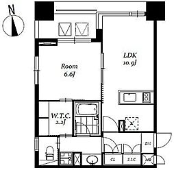 レジディア日本橋馬喰町III 5階1LDKの間取り